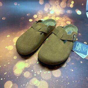 🎁Birkenstock Boston Soft Shoes Suede Sandals Clogs Mules  Black